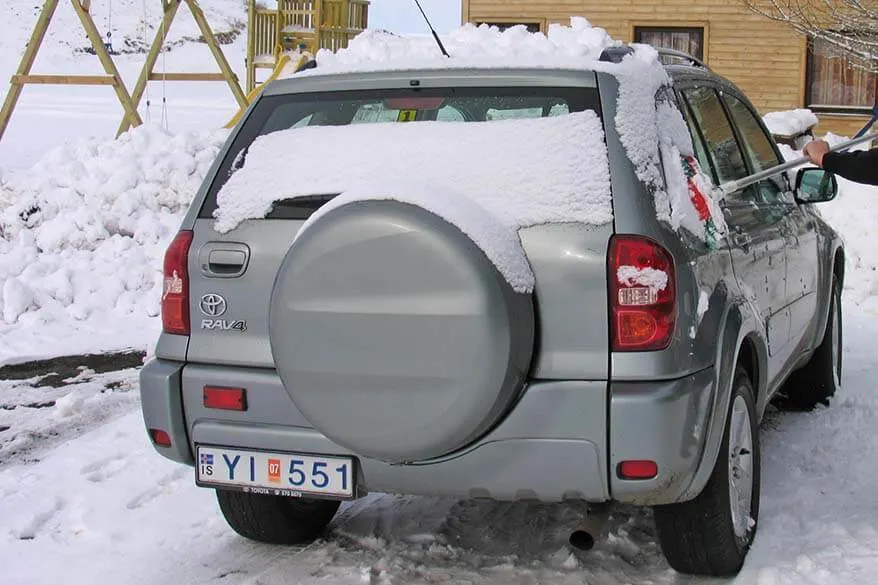 Pack an ice scraper and a brush for your rental car if traveling to Iceland in winter