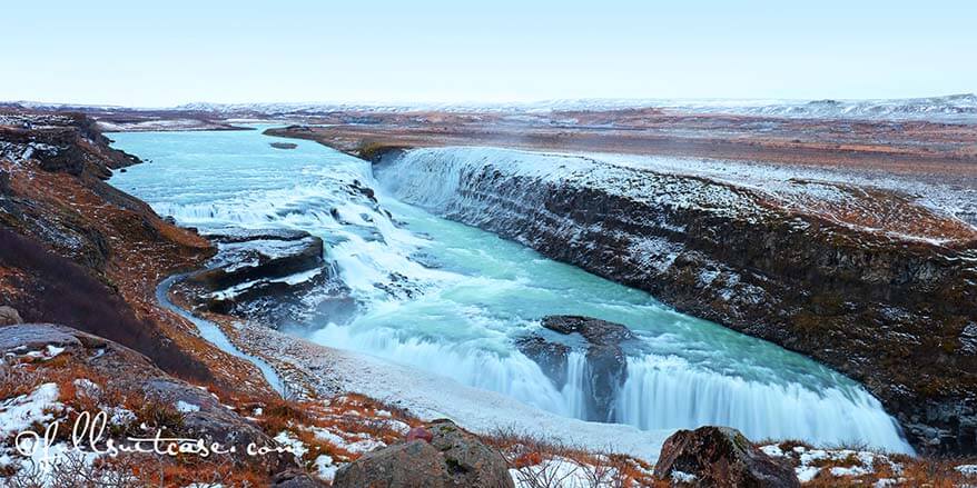 Gullfoss golden waterfall Iceland