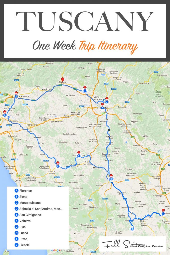 Tuscany one week trip itinerary