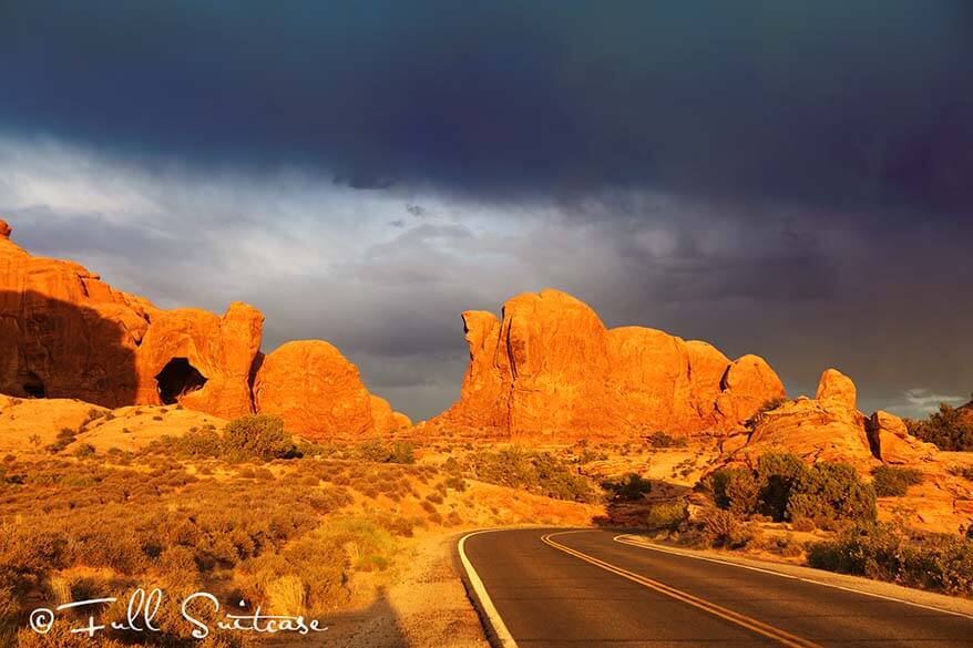 Scenic road at Arches National Park