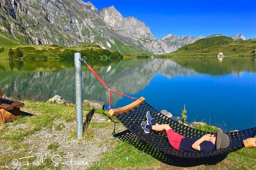 Hiking at Trübsee Engelberg with kids