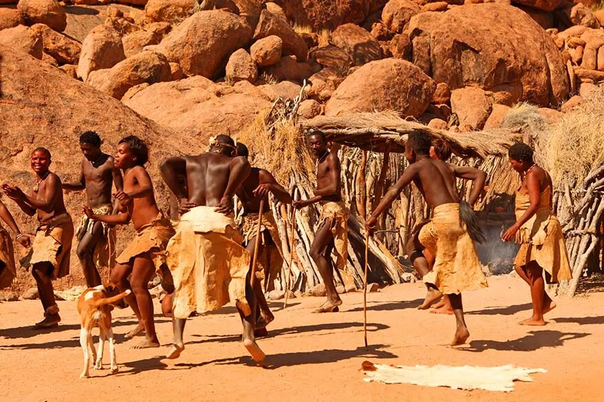 Traditional Damara tribe dance performance Namibia