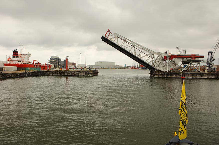 We passed several drawing bridges during the Port of Antwerp boat tour