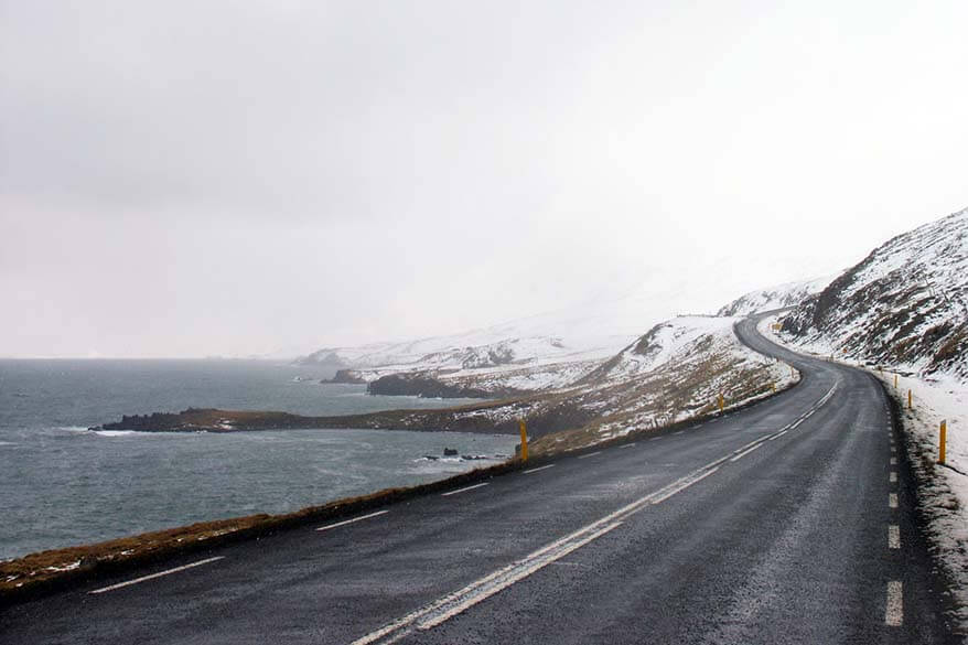 Driving in North East Iceland in winter