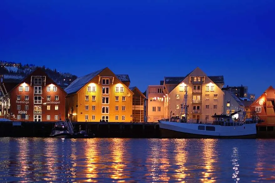 Tromso harbour at night