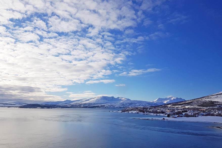 Beautiful winter scenery on the way to dog sledding in Tromso in Northern Norway