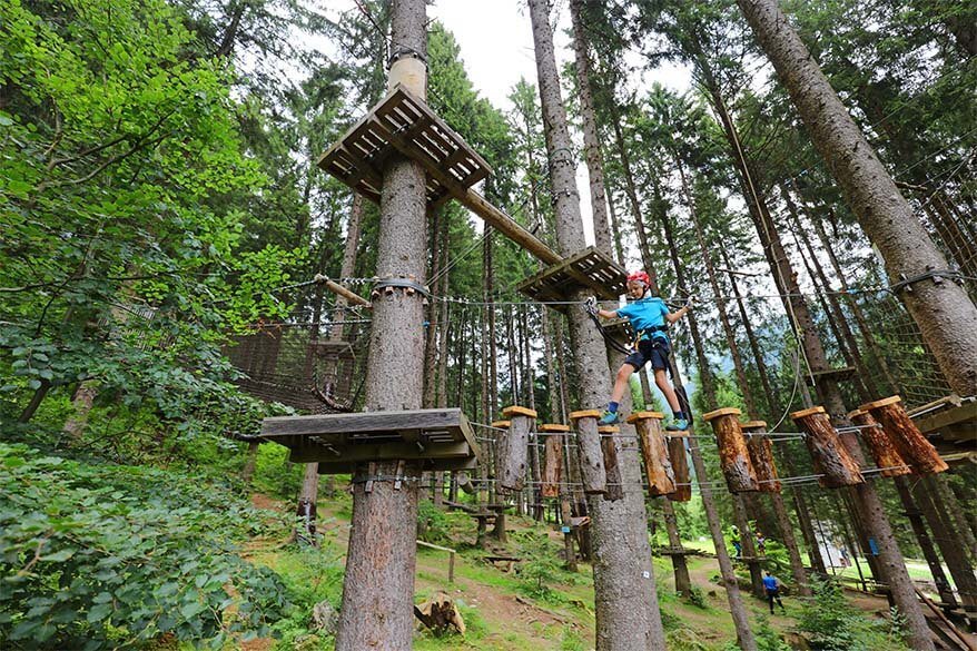 Family day at Breg Adventure Park in Italy with kids