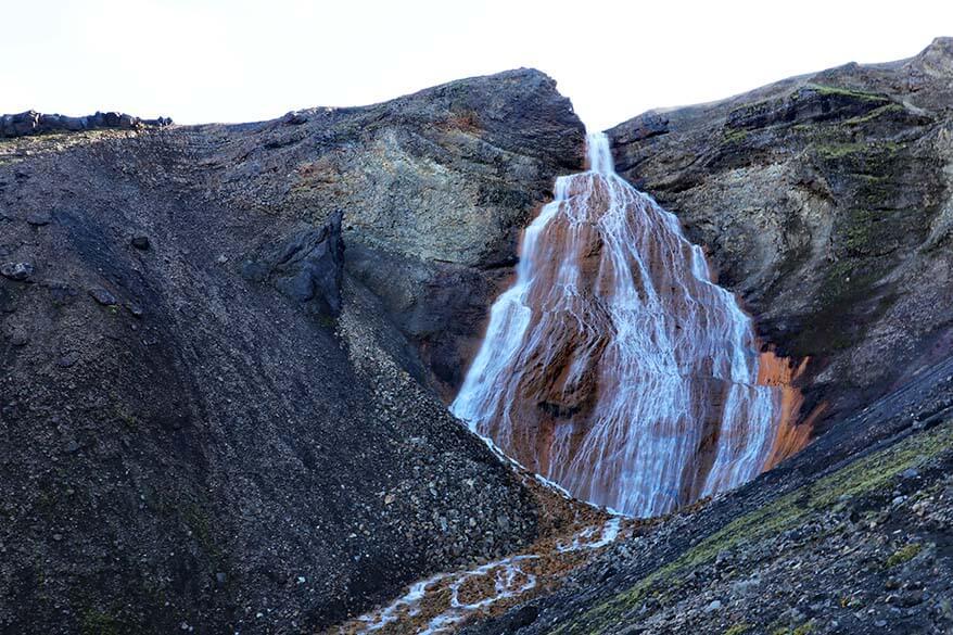 Raudufoss, the Red Waterfall in the highlands of Iceland