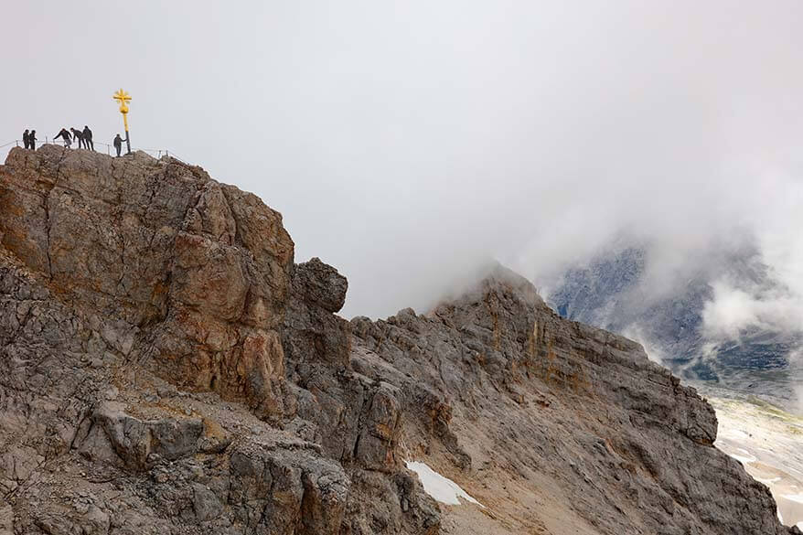 Zugspitze mountain top is on the German side