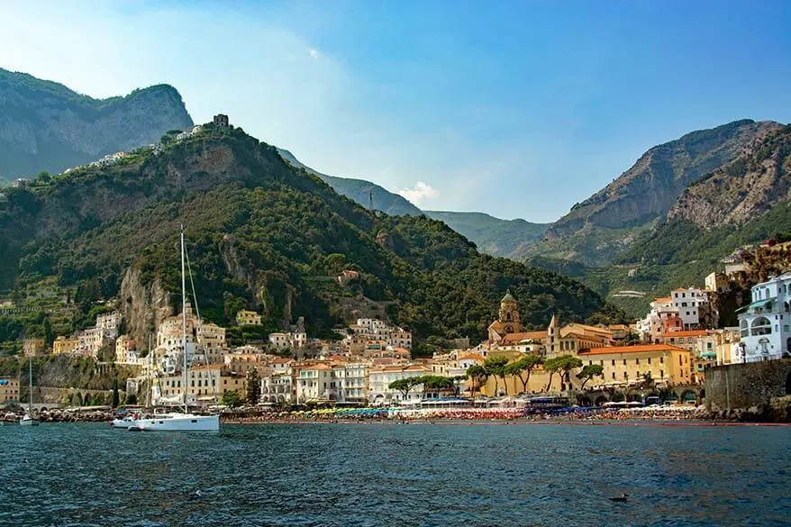 Amalfi Coast view from the water