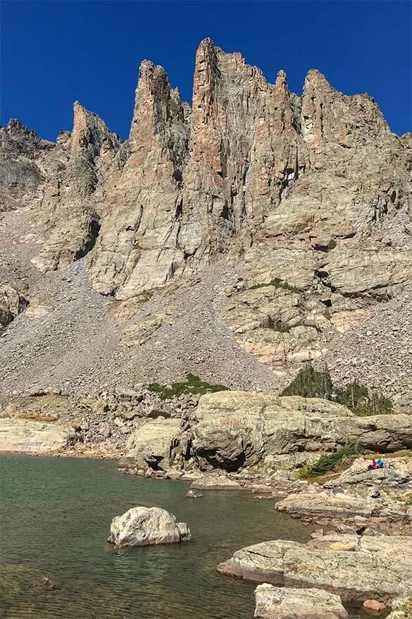 Lake of Glass and Sky Pond iconic trail in Rocky Mountain National Park