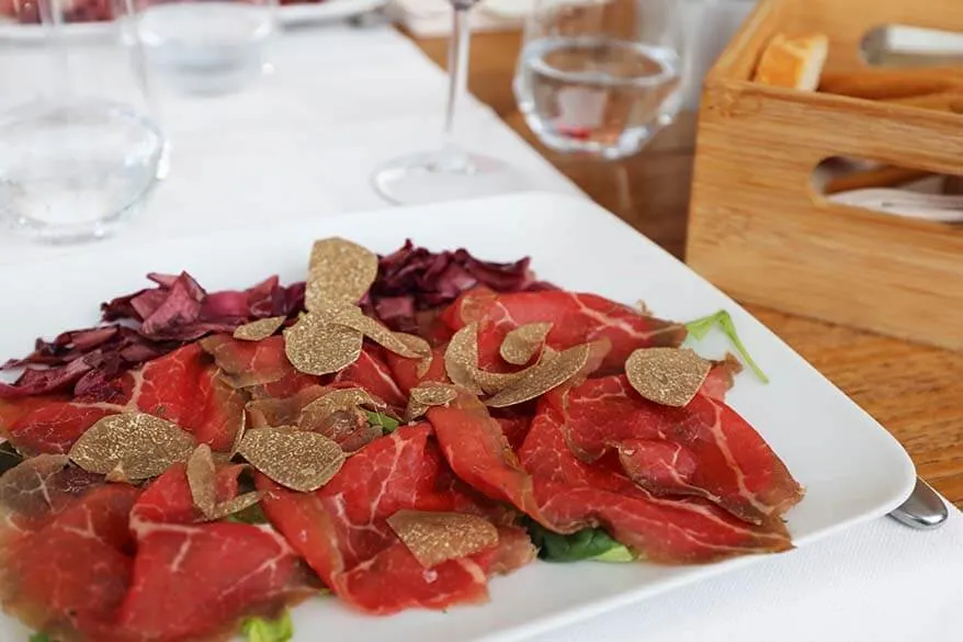 Italian beef carpaccio at a Milanese restaurant