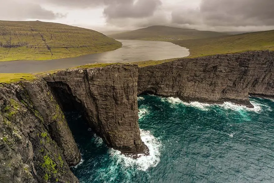 View over Leitisvatn from Traelanipa hike - must do on the Faroe islands