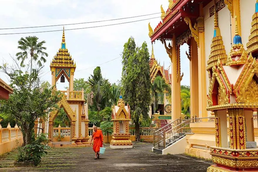 Buddhist monk at Wat Phra Tong temple in Phuket Thailand