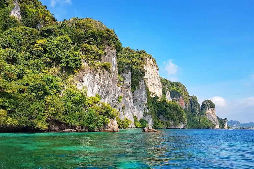 Stunning coastline of Phi Phi Leh in Thailand