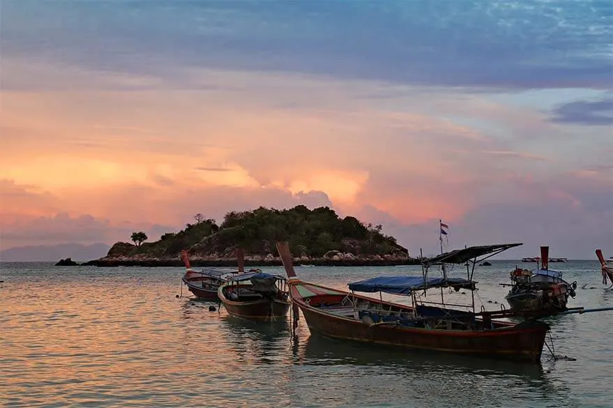 Sunrise Beach at sunset - Ko Lipe island in Thailand