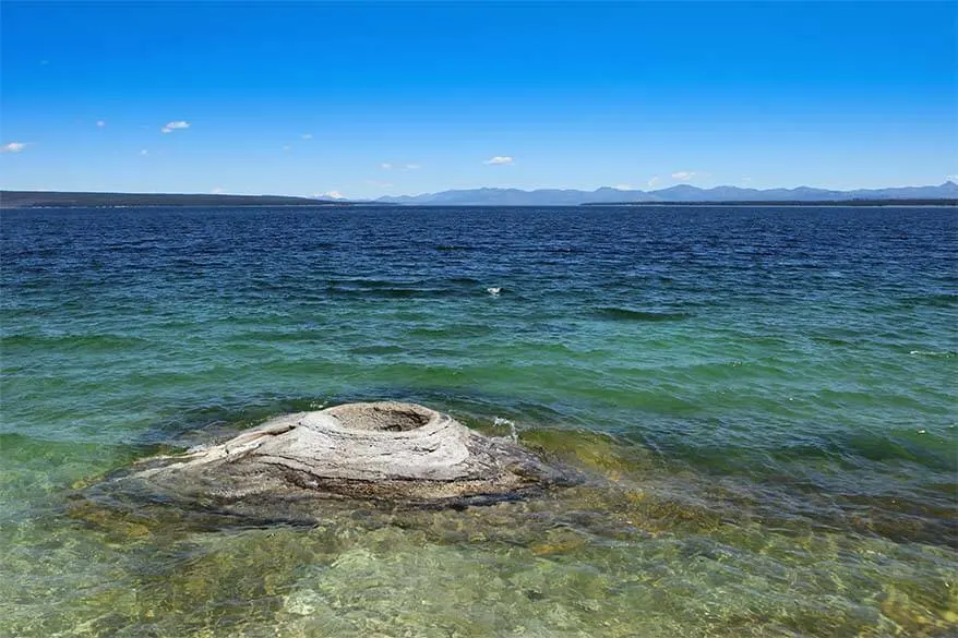 Fishing Cone geyser on Yellowstone Lake