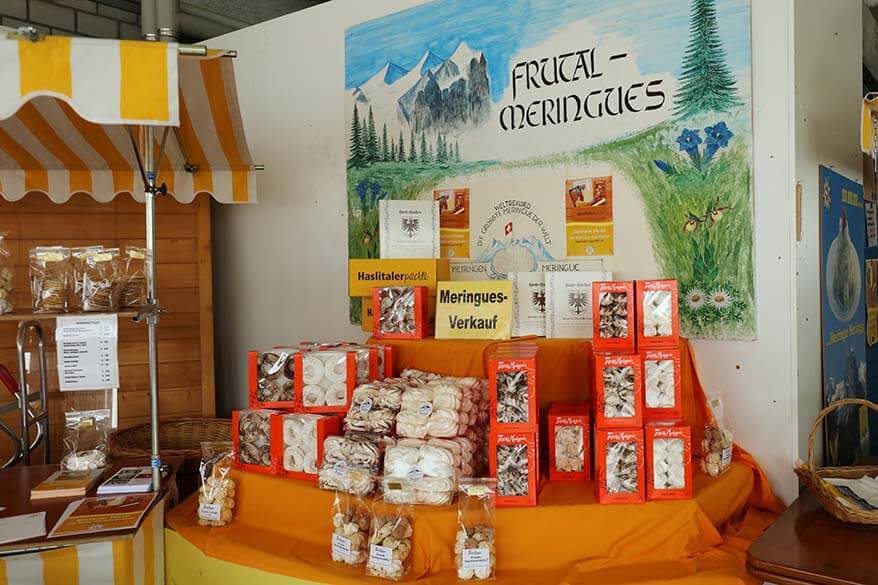 Meringues at Frutal bakery in Meiringen Switzerland