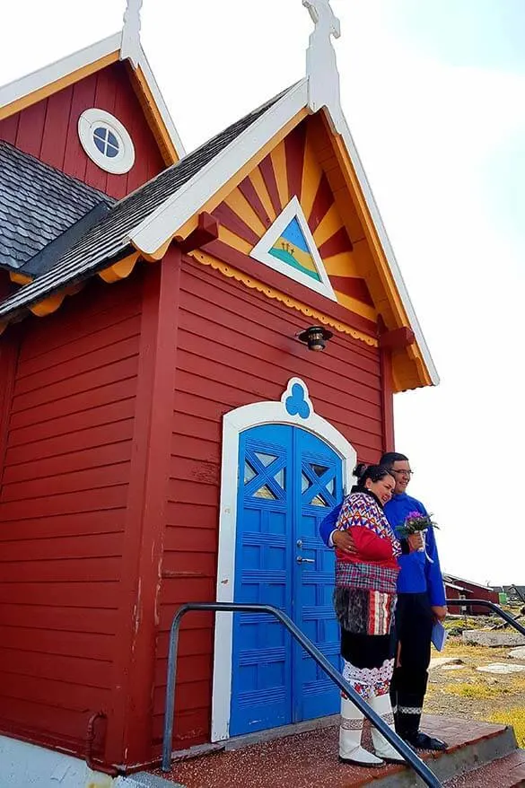 Traditional Greenland wedding in Qeqertarsuaq on Disko Island