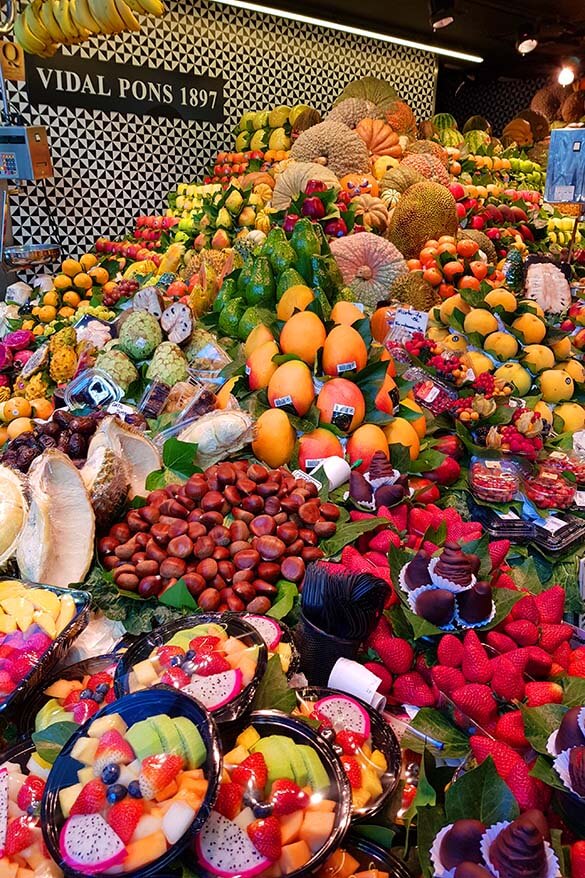 Mercado de La Boqueria - the most popular market in Barcelona Spain