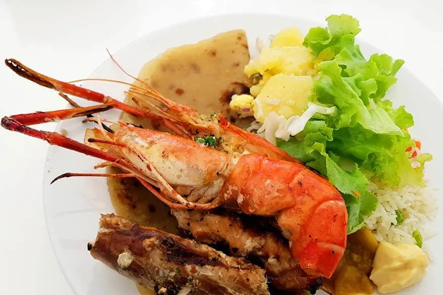 BBQ lunch on Mauritius catamaran cruise, Ile aux Cerfs tour