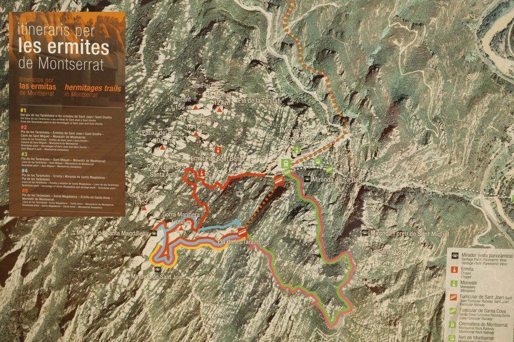 Hiking in Montserrat - Hermitages Trails Map