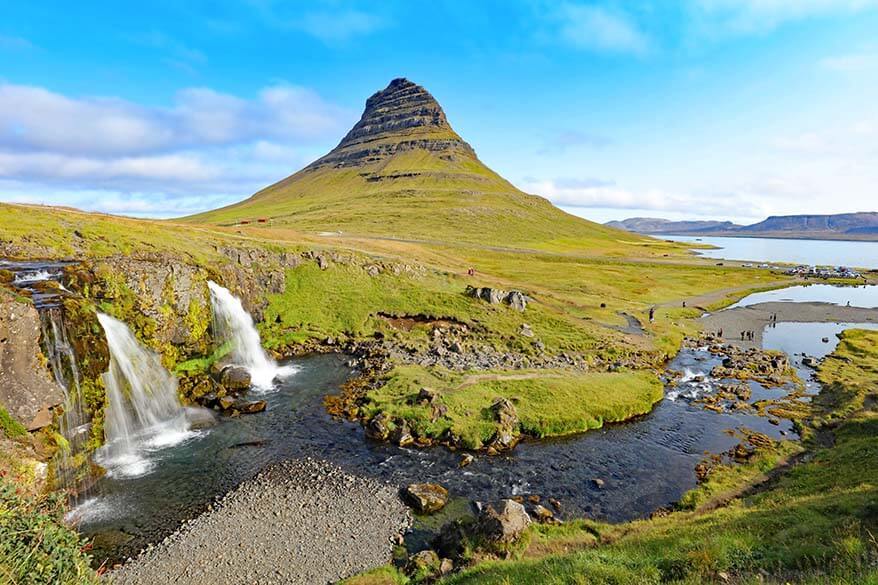 Kirkjufell and Kirkjufellsfoss on Snaefellsnes Peninsula in Iceland