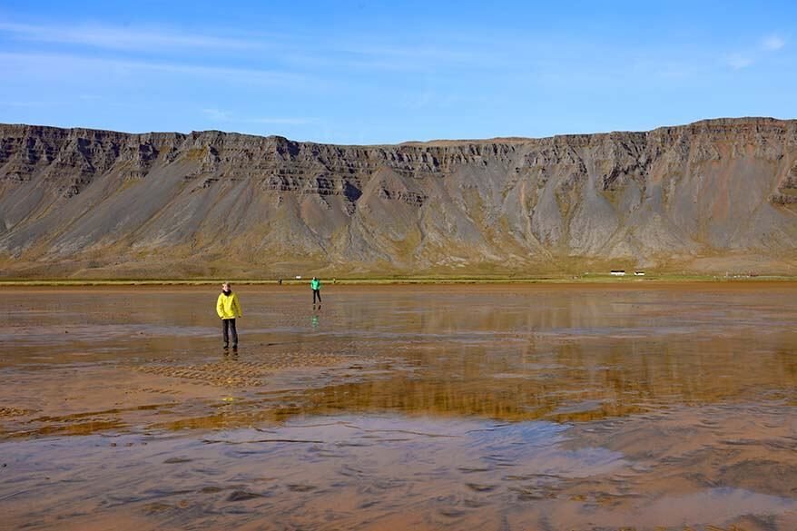 Raudisandur beach reflections at low tide