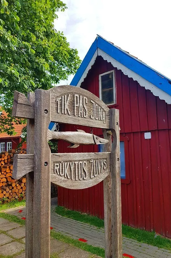 Smoked fish shop sign in Nida Lithuania