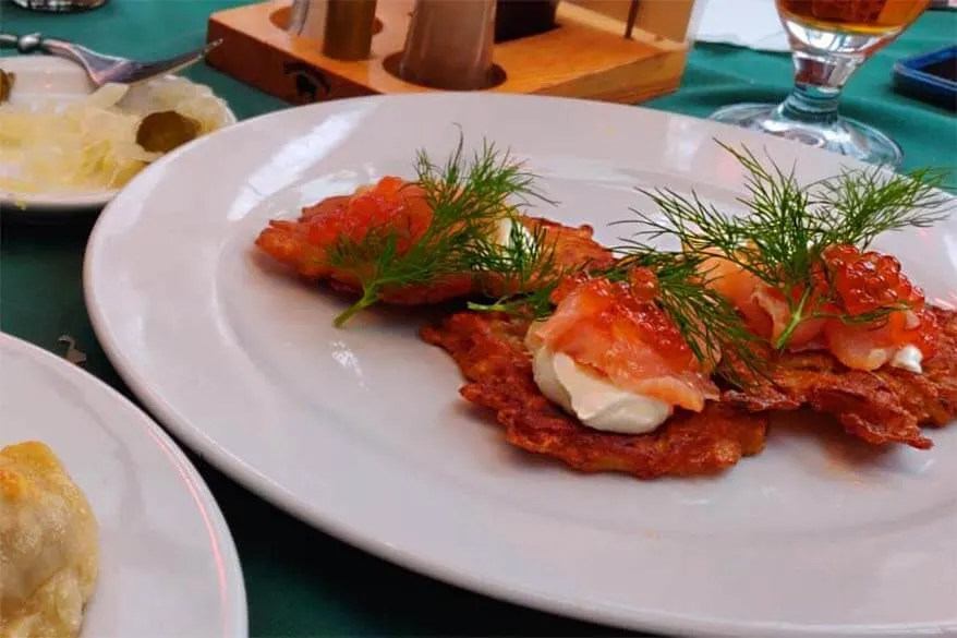 Traditional Polish food at a local restaurant in Krakow