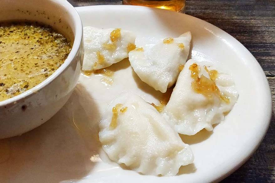 Traditional soup and pierogi in Poland