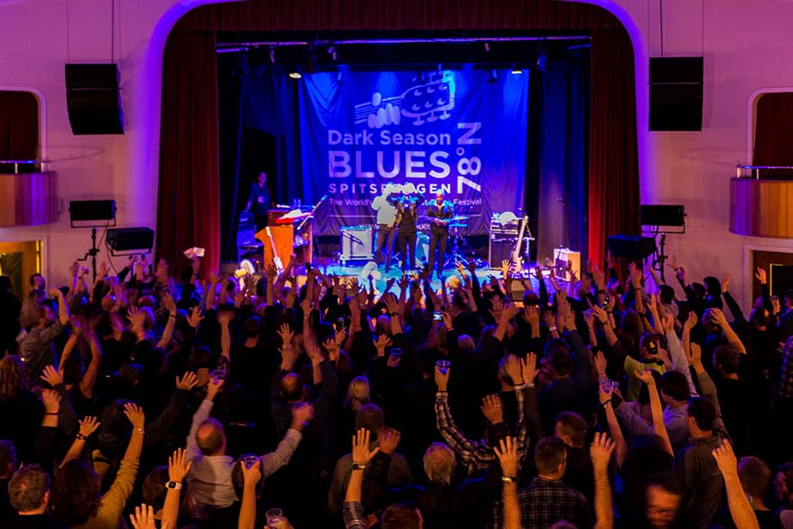 Dark season blues festival in Svalbard in winter