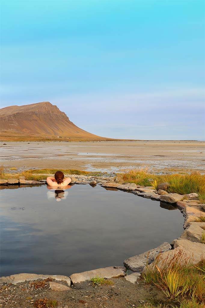 Hot springs in the Westfjords in Iceland