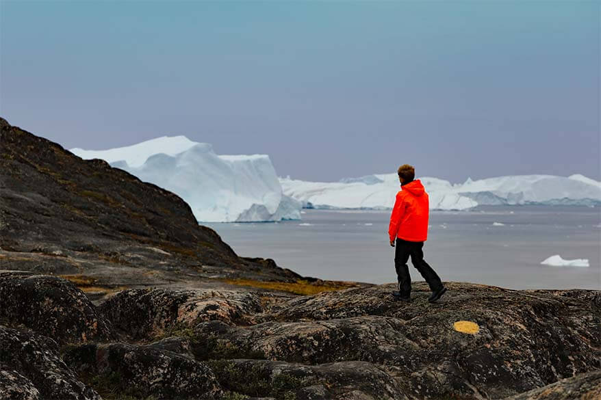 Hiking the Yellow Trail at Ilulissat Icefjord in Greenland