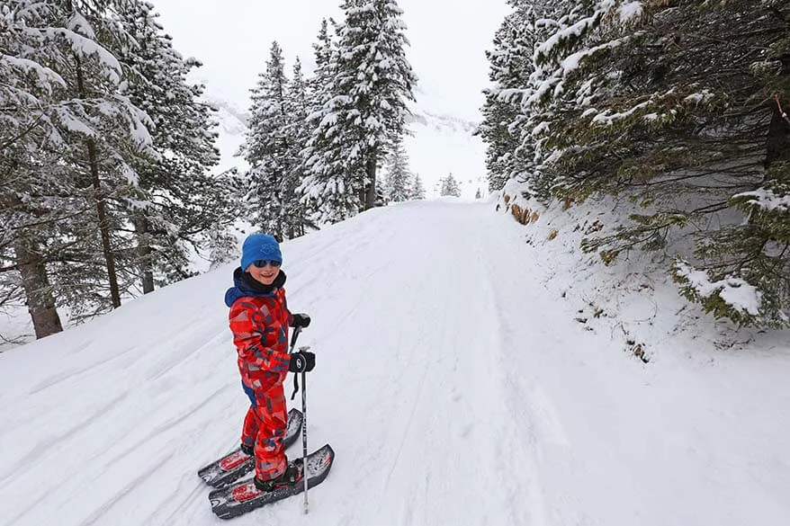 Snowshoeing near Trubsee with kids