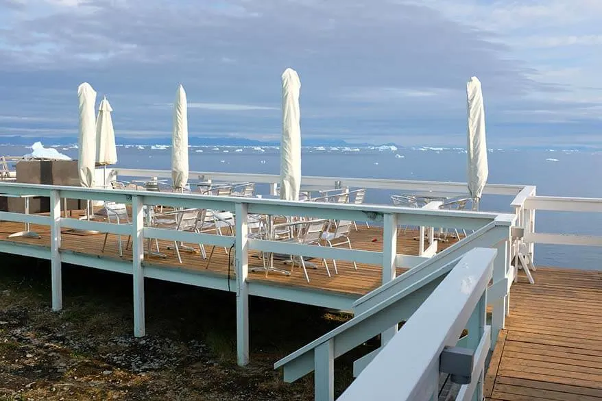 Outdoor restaurant terrace at Ilulissat Hotel Icefiord