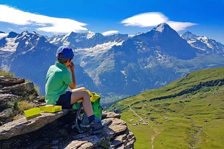 Picnic with a view along Bachalpsee hike from First