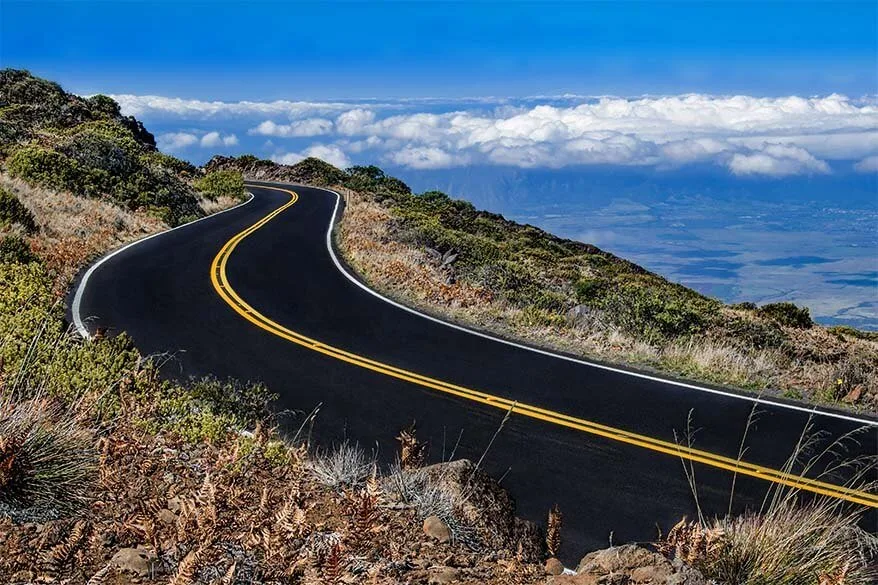 Maui mountain road at Mt Haleakala