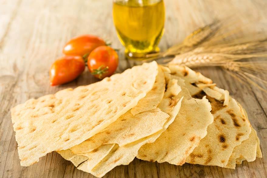 Pane Carasau or Carta di Musica - traditional bread in Sardinia