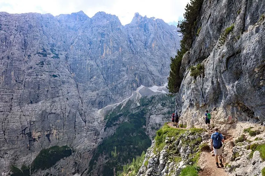 Dangerous section of Lake Sorapis hike