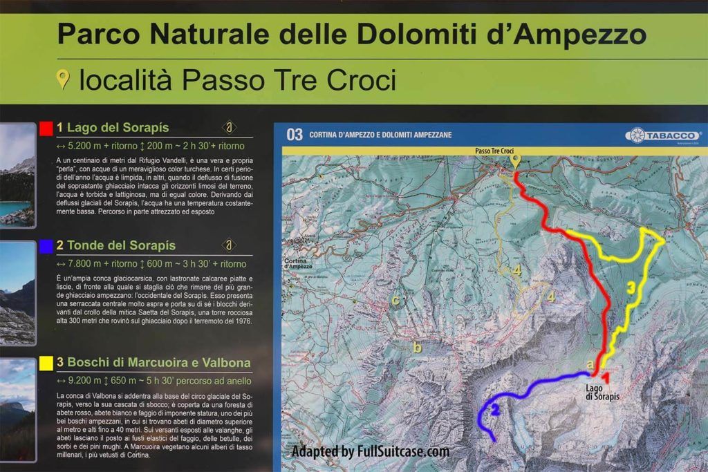 Lago di Sorapis hiking map