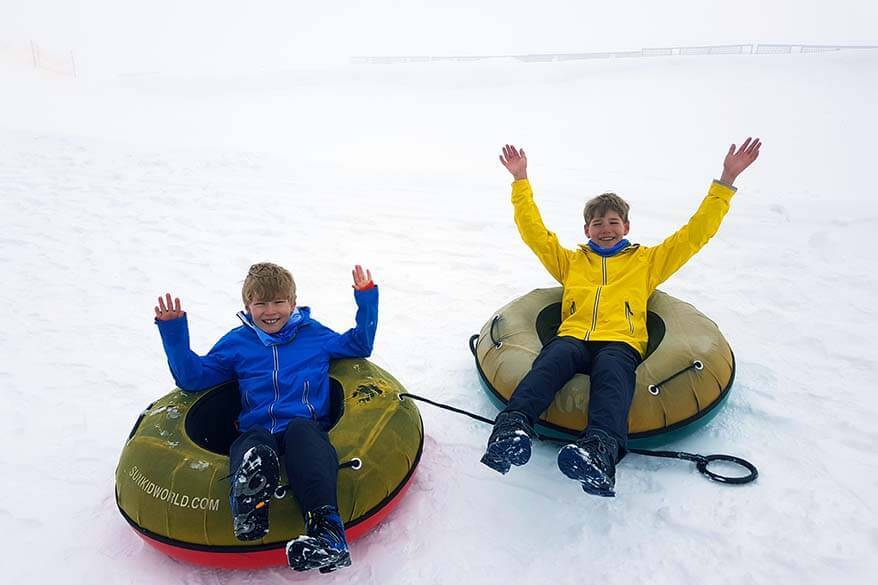 Snow tubing at Hintertux Glacier in summer