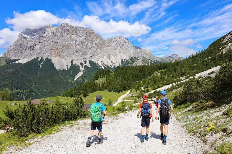 Zugspitze mountain as seen from Seebensee hike