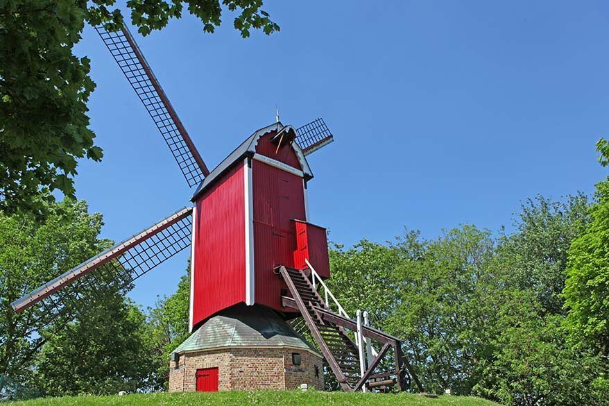 Windmill De Nieuwe Papegaai in Bruges, Belgium