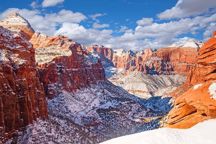 Zion Canyon Overlook in Zion National Park in December