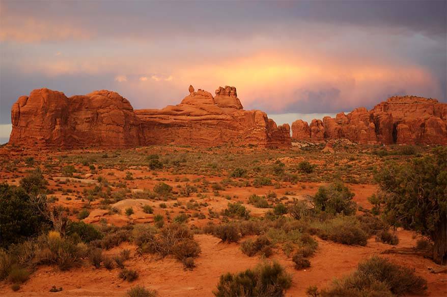 Arches National Park at sunset