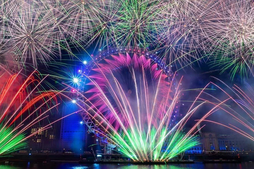 New Year fireworks at London Eye