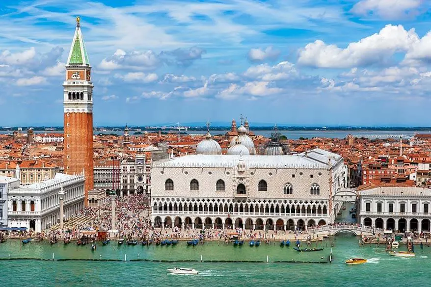 Venice skyline with St Marks Campanile and Doges Palace