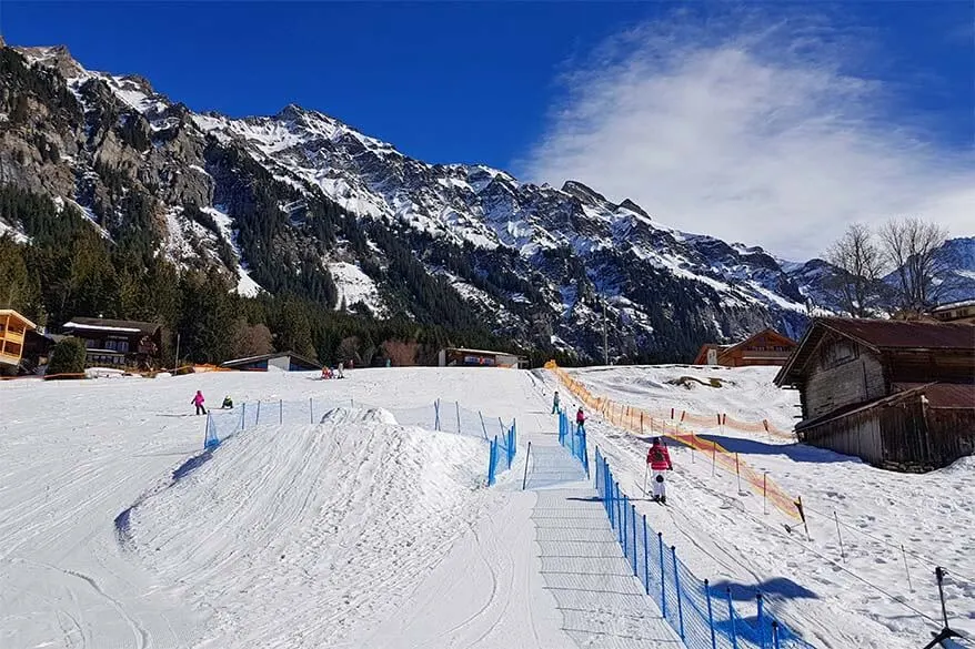 Platter lift at the beginner ski area in Wengen