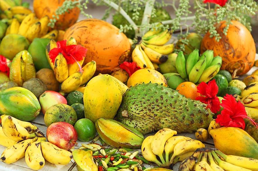 Tropical fruit for sale at a market in Seychelles